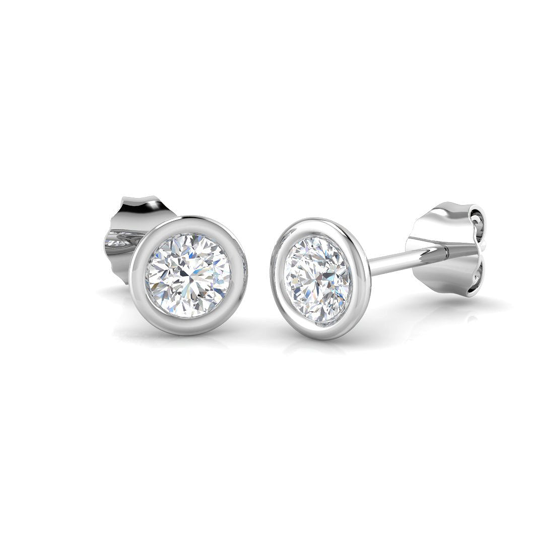 9ct White Gold Round Lab Grown Diamond Earrings 1