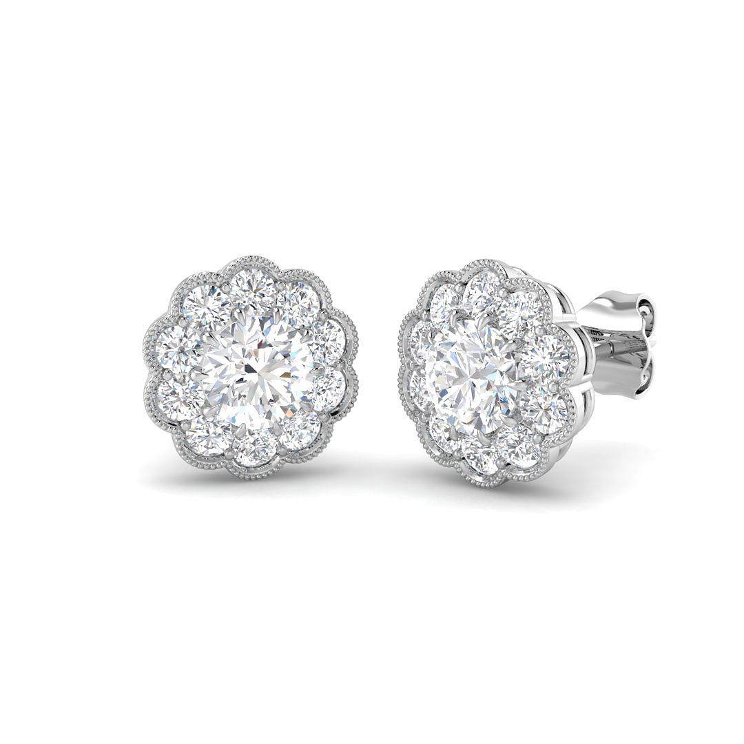 9ct White Gold Round Lab Grown Diamond Earrings 1