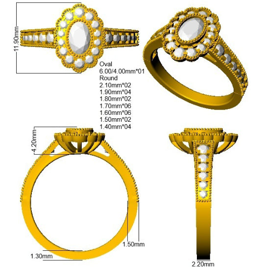 9ct Yellow Gold Oval Ruby and Diamond Ring 3
