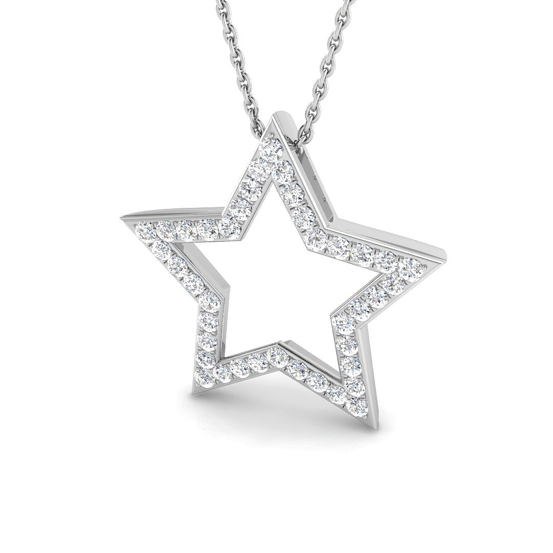 9ct White Gold Round Lab Grown Diamond Pendant 1