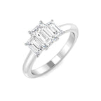 9ct White Gold Emerald Cut Lab Grown Diamond Ring 1