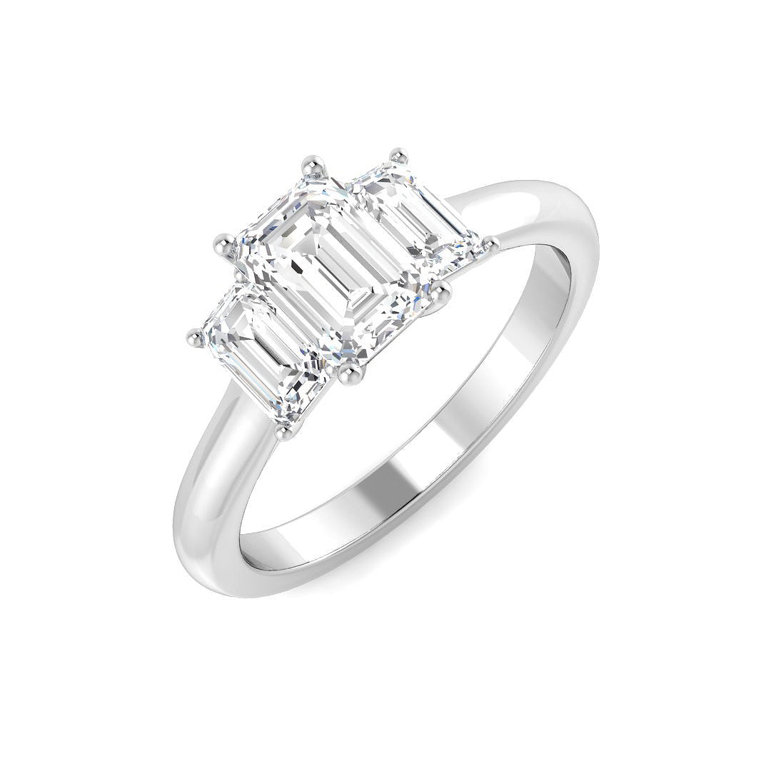 9ct White Gold Emerald Cut Lab Grown Diamond Ring 1