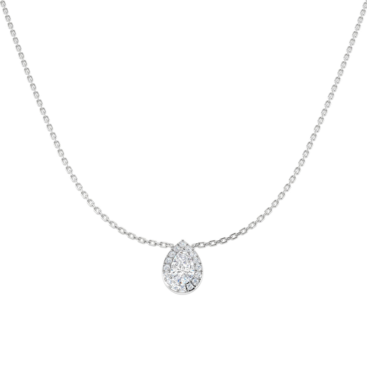 9ct White Gold Pear Lab Grown Diamond Necklace 1