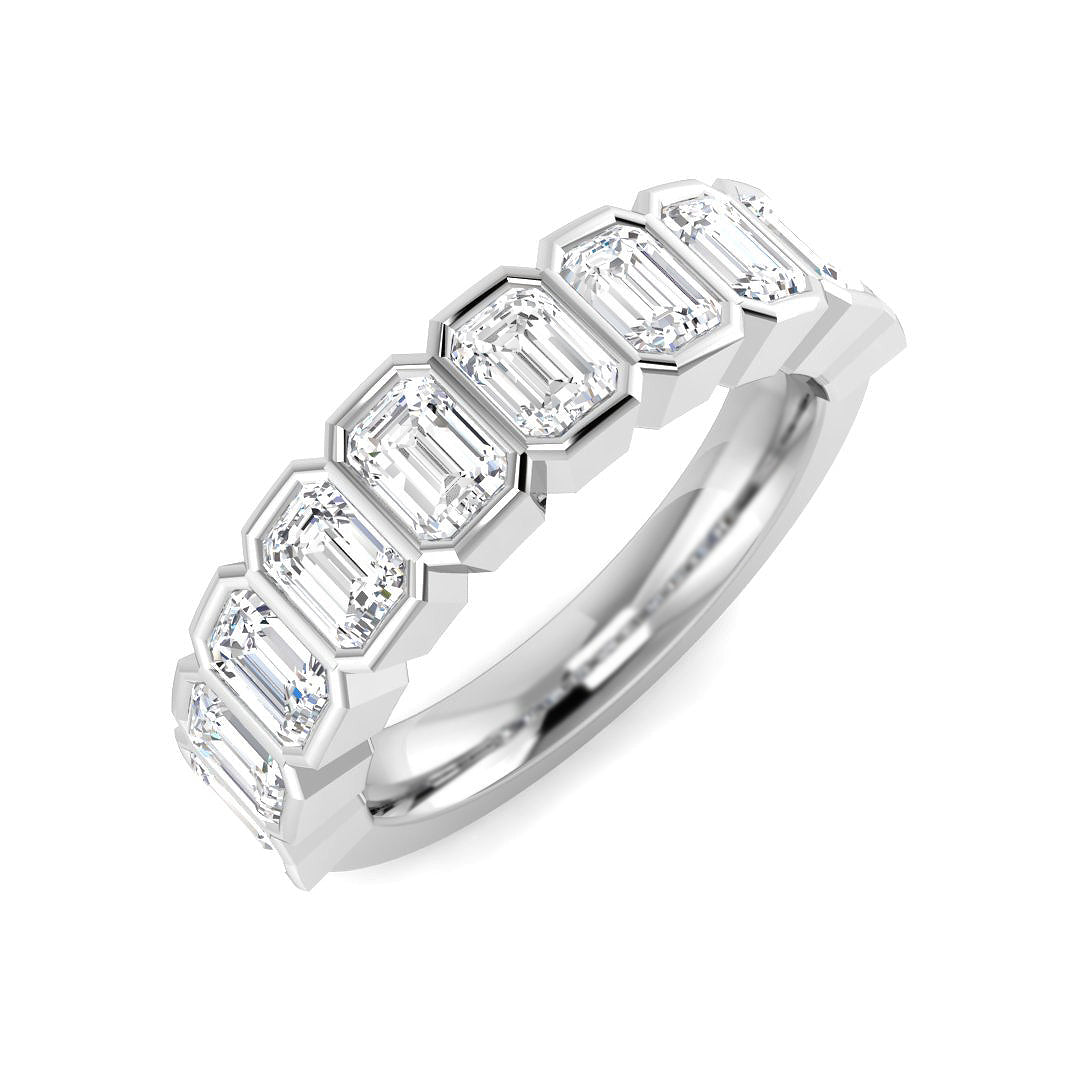 9ct White Gold Emerald Cut Lab Grown Diamond Ring 1