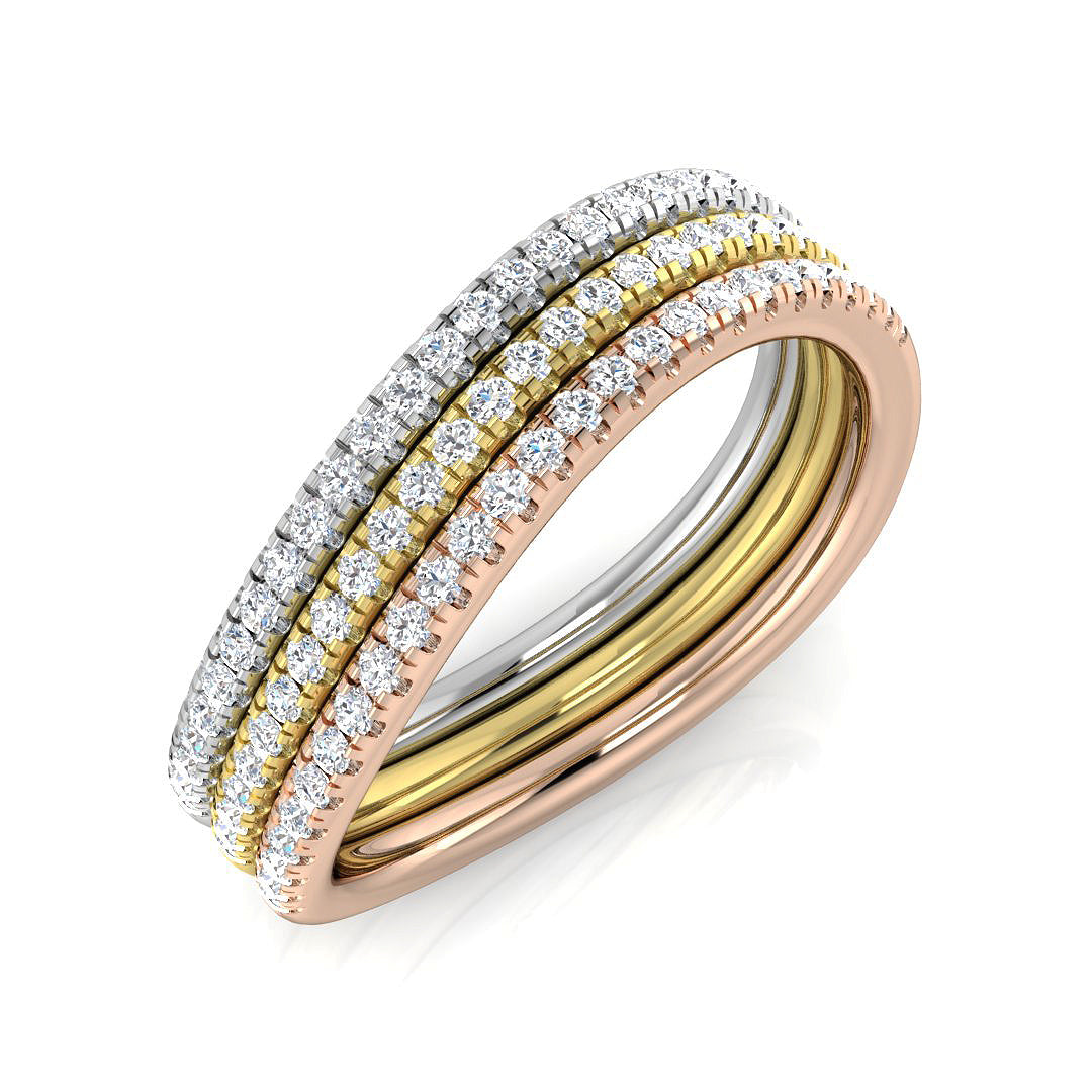9ct 3 Tone Round Diamond Ring 1