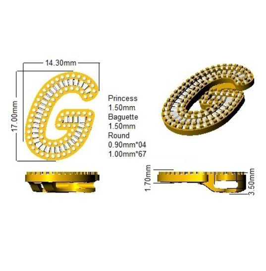 9ct Yellow Gold Baguette Lab Grown Diamond Pendant 2