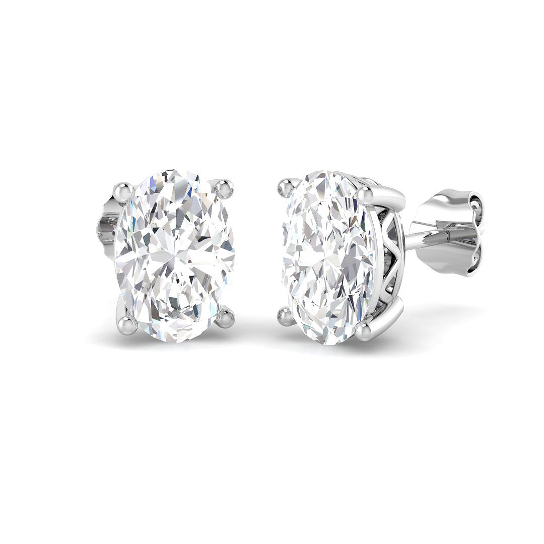 9ct White Gold Oval Lab Grown Diamond Earrings 1