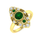 9ct Yellow Gold Round Emerald and Diamond Ring 1