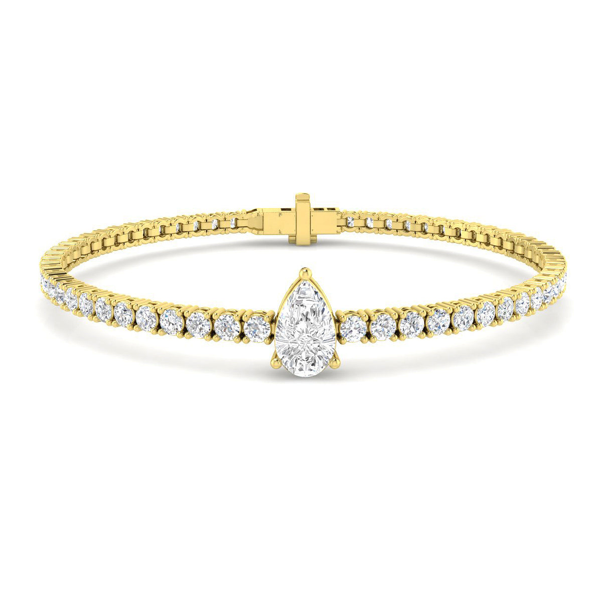 9ct Yellow Gold Pear Lab Grown Diamond Bracelet 1