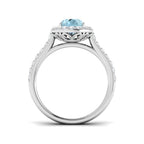 9ct White Gold Oval Aquamarine and Diamond Ring 2