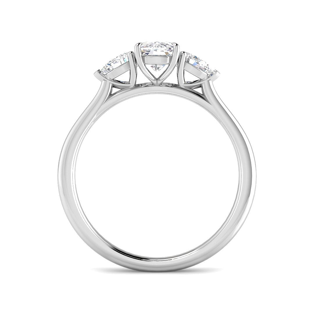 9ct White Gold Cushion and Pear Lab Grown Diamond Ring 2