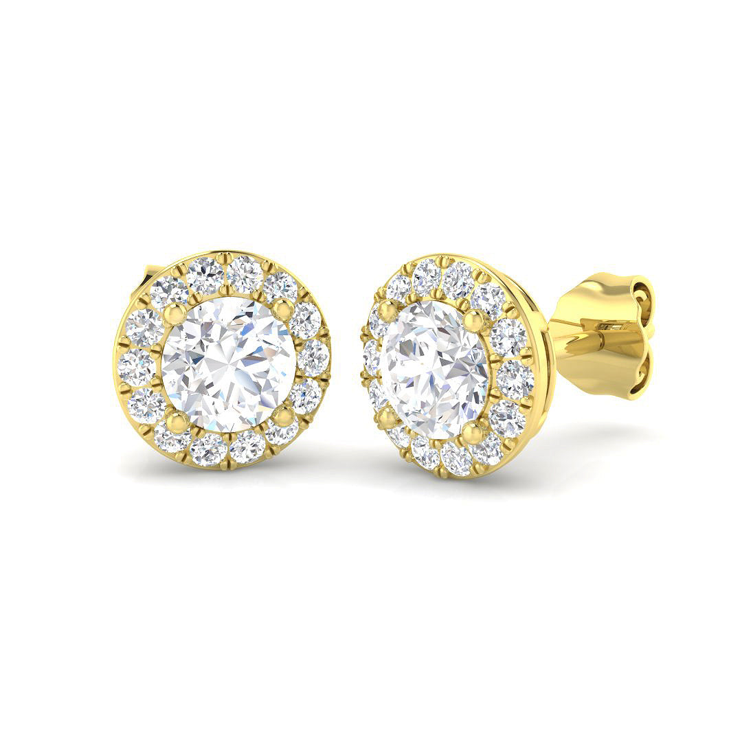 9ct Yellow Gold Round Lab Grown Diamond Earrings 1