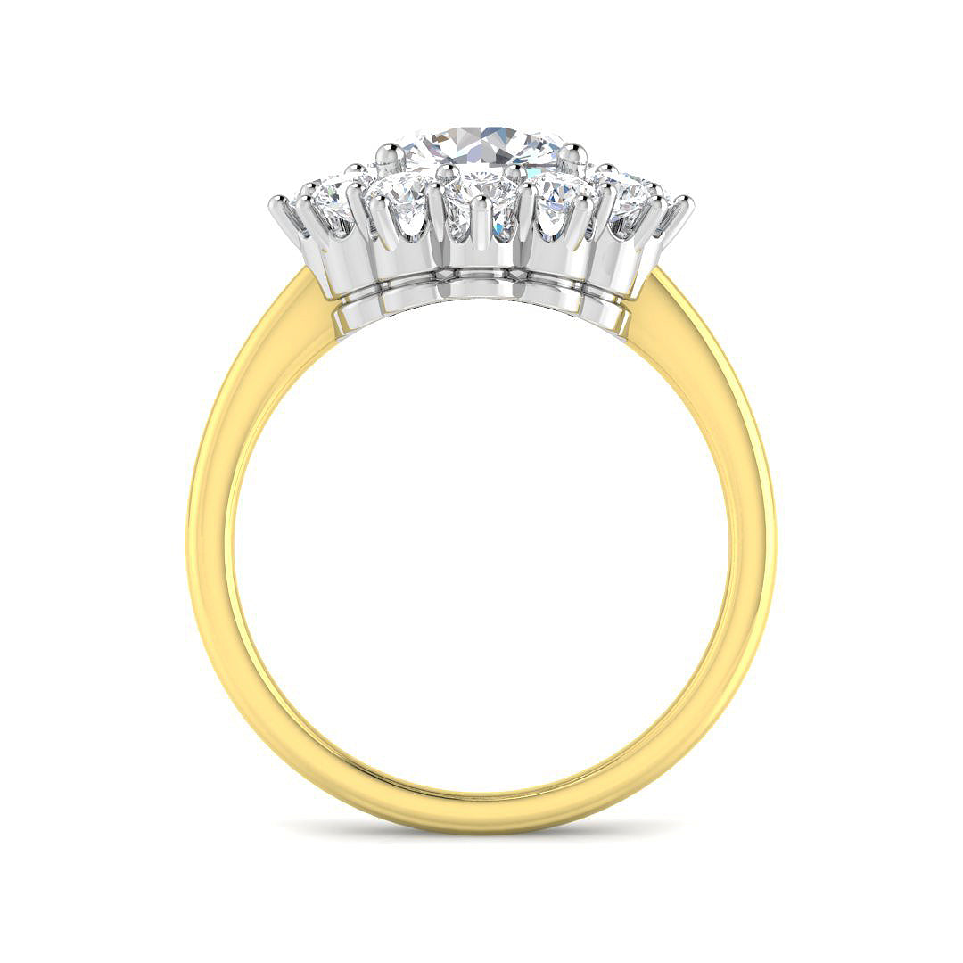 9ct Two Tone Round Cvd Old Cut Ring 2