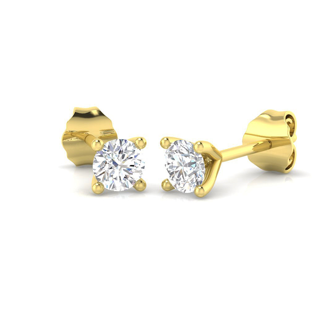 9ct Yellow Gold Round Lab Grown Diamond Earrings 1