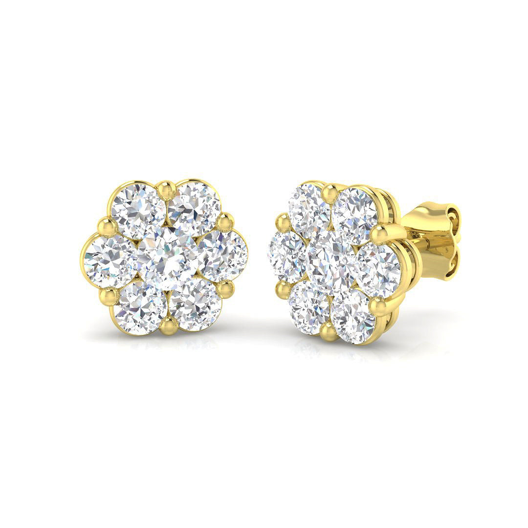 9ct Yellow Gold Round Lab Grown Diamond Earrings 1