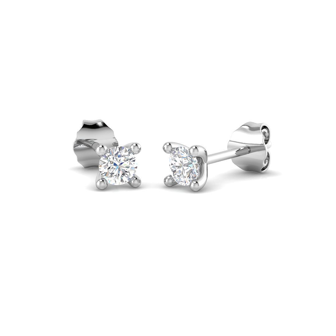 9ct White Gold Round Lab Grown Diamond Earrings 1