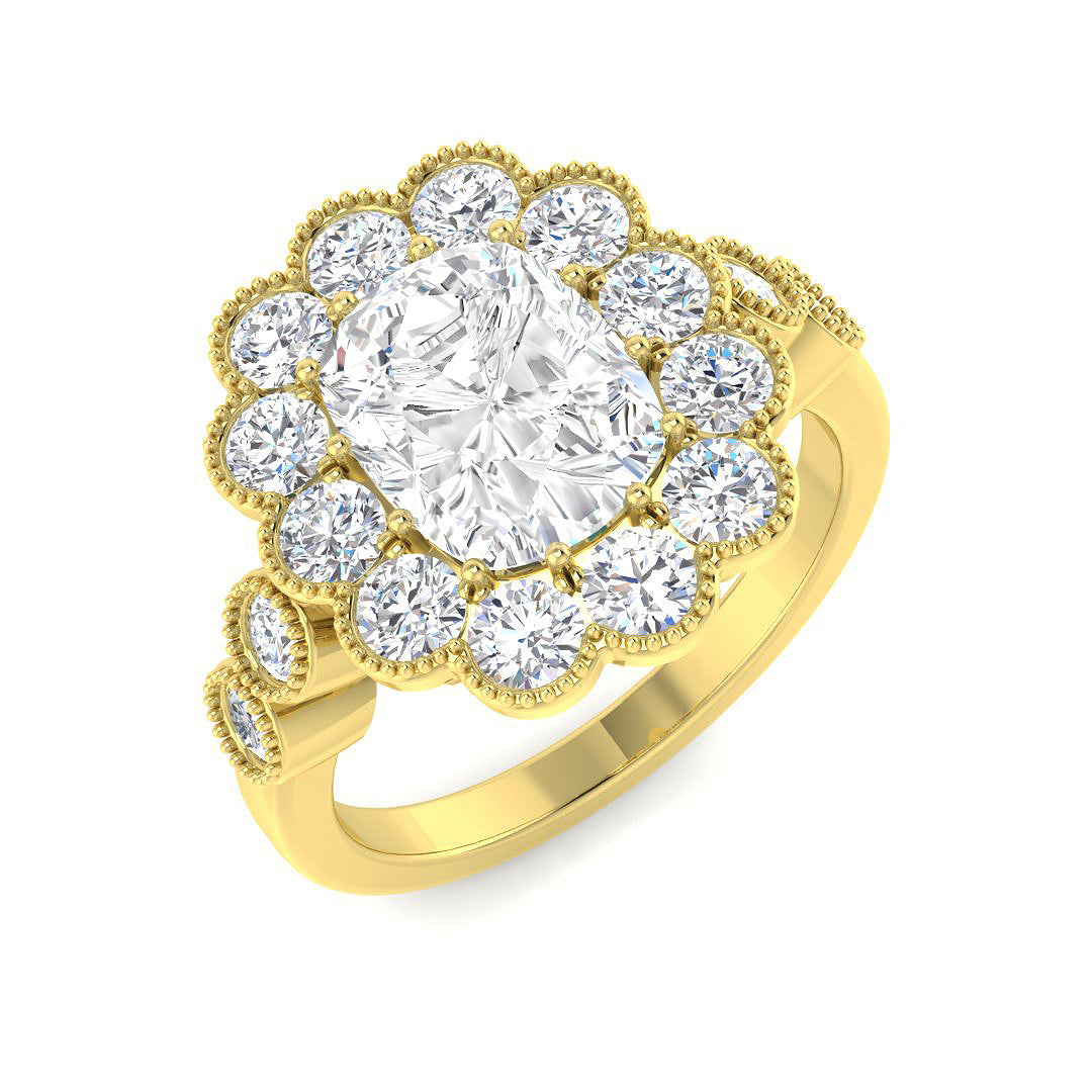 9ct Yellow Gold Cushion Cvd Old Cut Ring 1