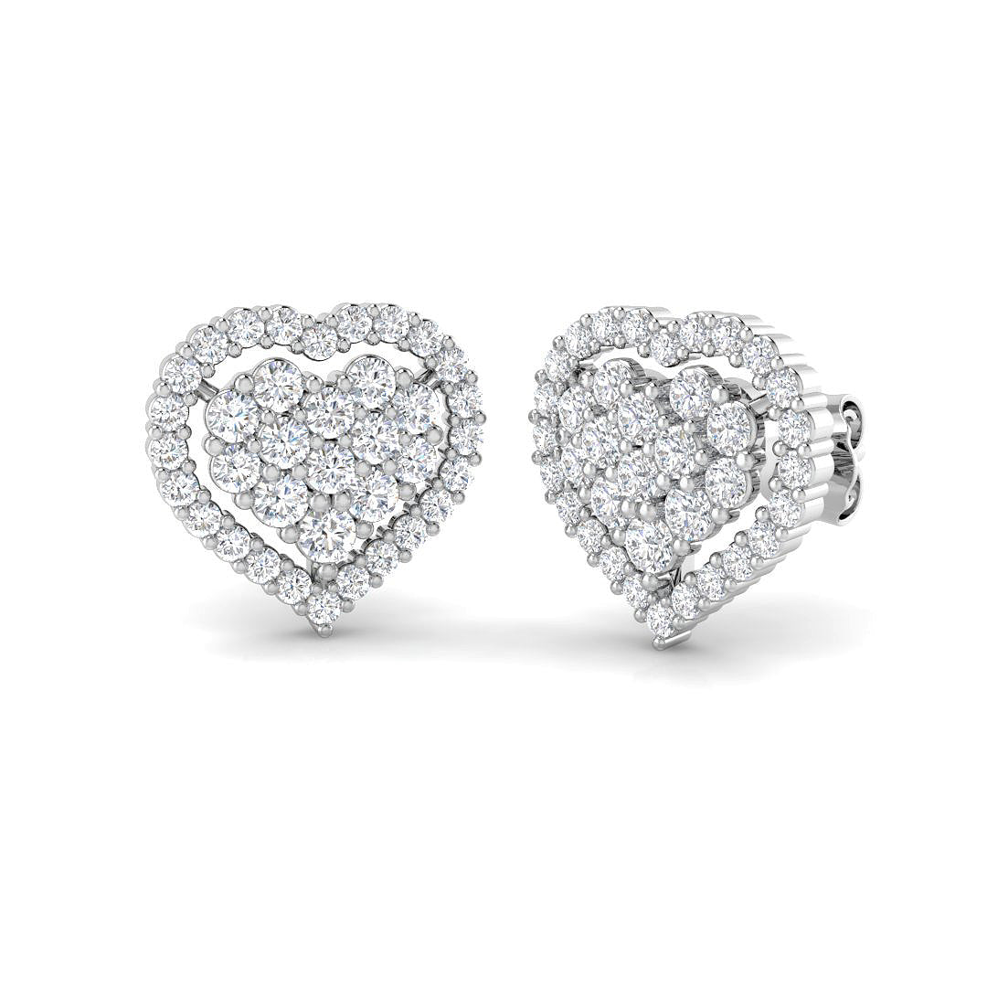 9ct White Gold Round Lab Grown Diamond Earrings 1