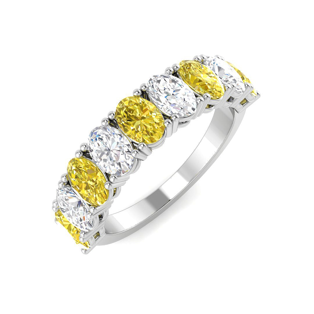 9ct White Gold Oval Lab Grown Diamond and Lab Yellow Diamond Ring 1