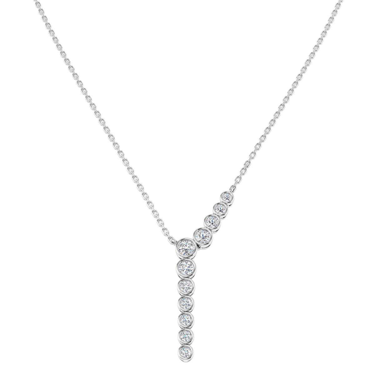 9ct White Gold Round Lab Grown Diamond Necklace 1
