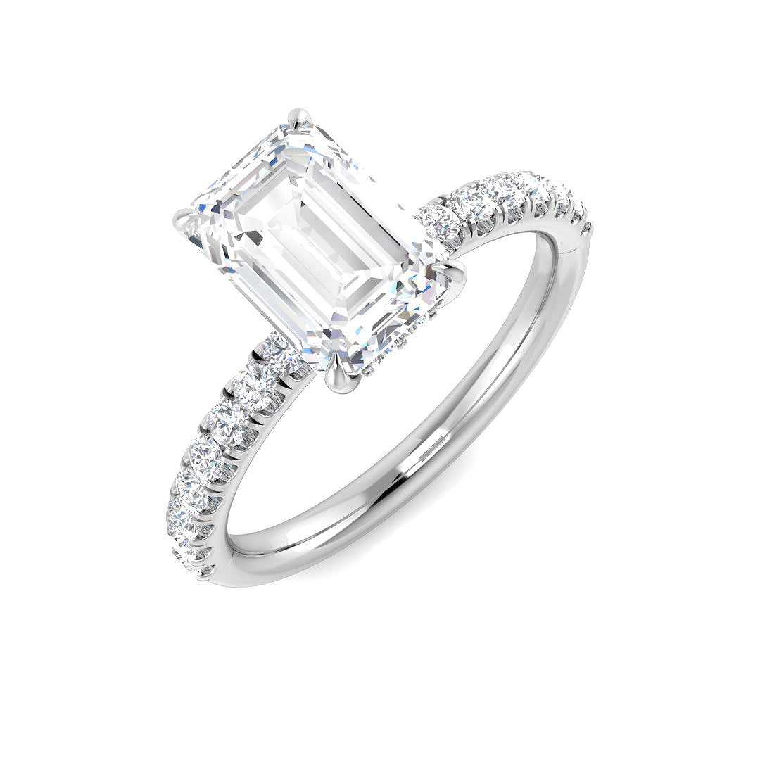 18ct White Gold Emerald Cut Lab Grown Diamond Ring 1