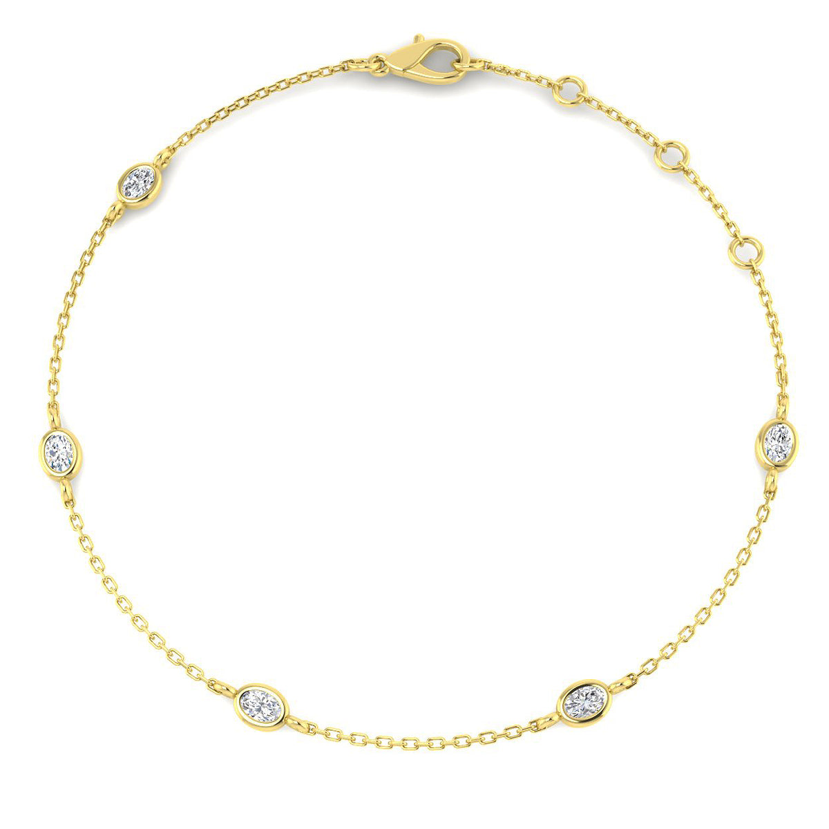 9ct Yellow Gold Oval Lab Grown Diamond Bracelet 1