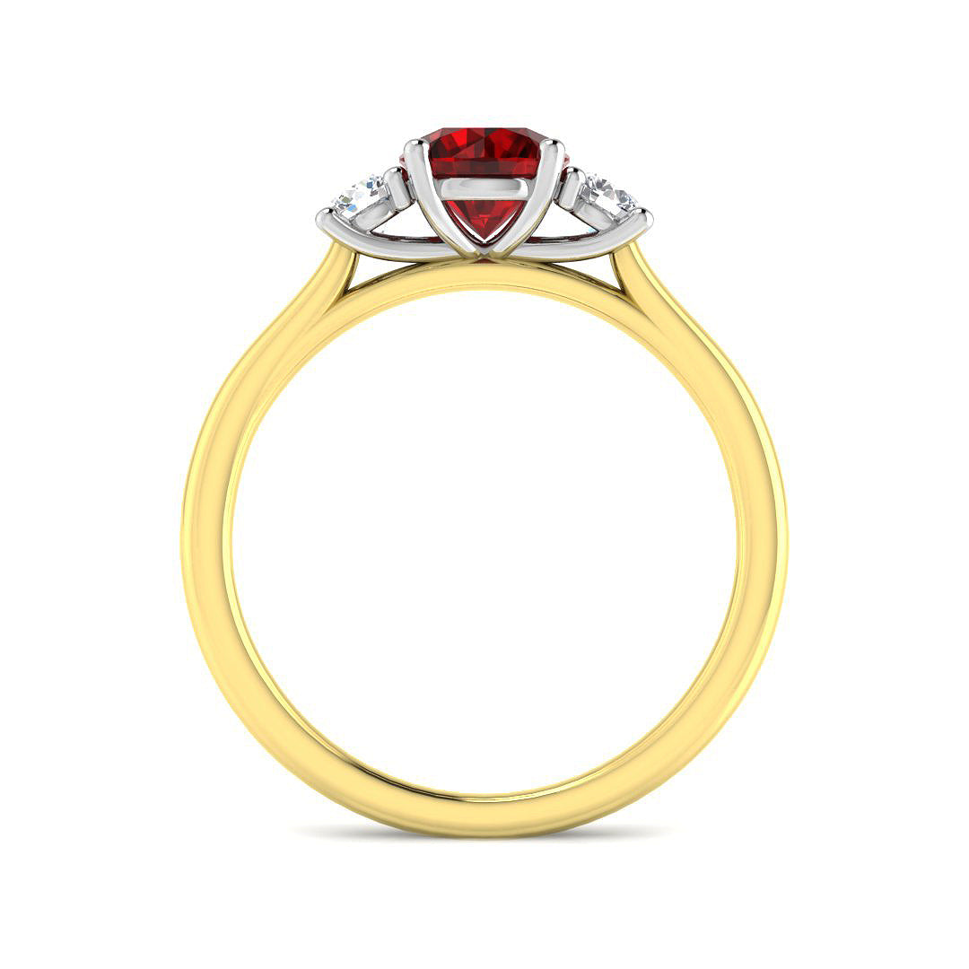 9ct Two Tone Round Ruby and Diamond Ring 2