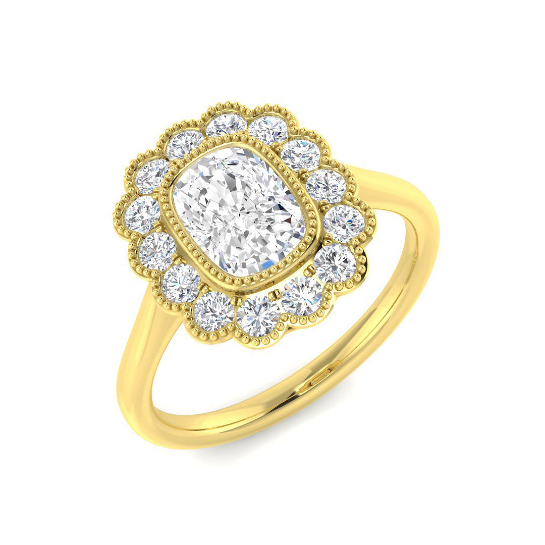 9ct Yellow Gold Cushion Cvd Old Cut Ring 1