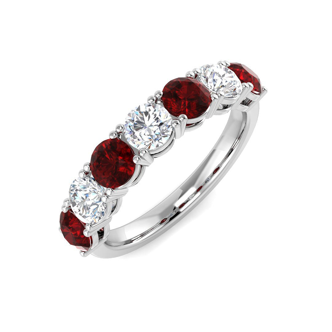 9ct White Gold Round Ruby and Diamond Ring 1
