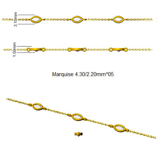 9ct Yellow Gold Marquise Lab Grown Diamond Bracelet 2