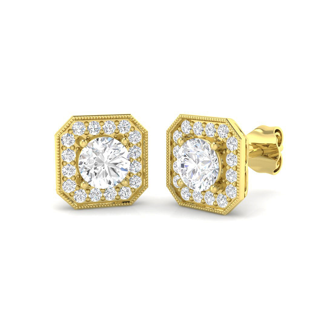 9ct Yellow Gold Round Lab Grown Diamond Earrings 1