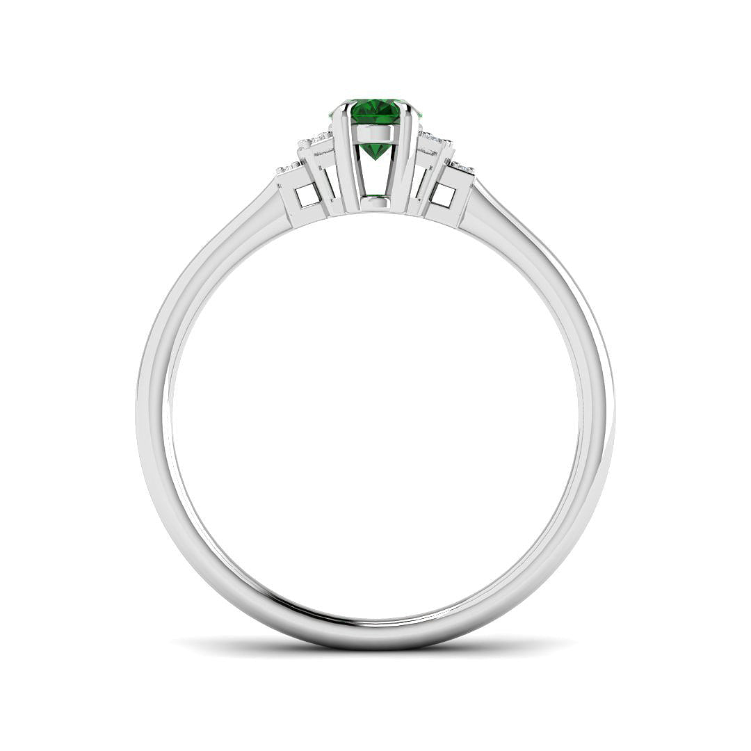 9ct White Gold Oval Emerald and Diamond Ring 2