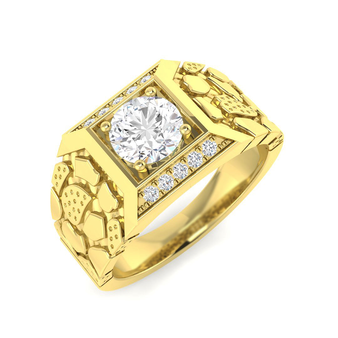 9ct Yellow Gold Round Lab Grown Diamond Ring 1