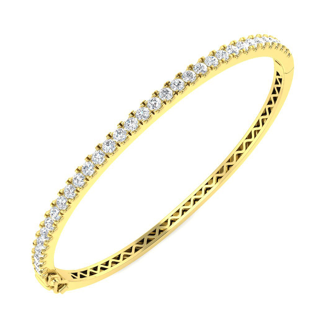 9ct Yellow Gold Round Lab Grown Diamond Bangle 1