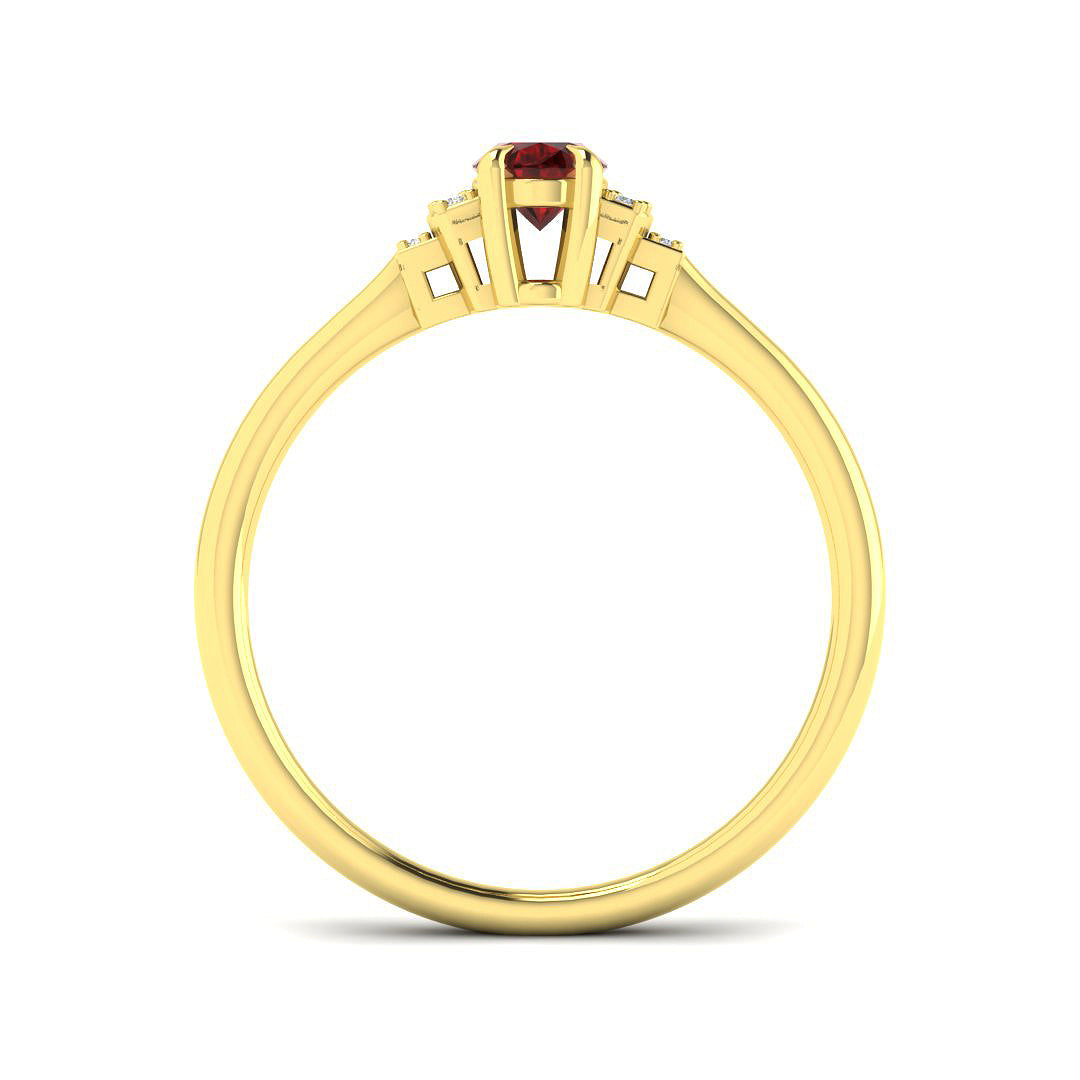 9ct Yellow Gold Oval Ruby and Diamond Ring 2