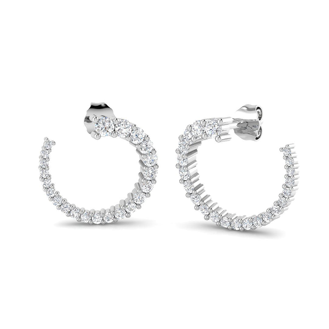 9ct White Gold Round Lab Grown Diamond Earrings 1