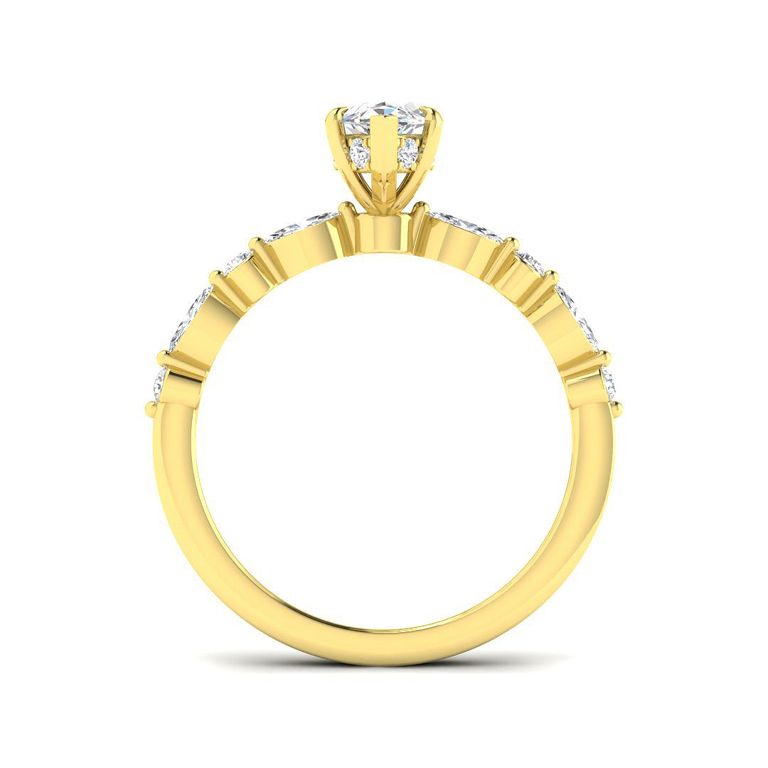 9ct Yellow Gold Marquise Lab Grown Diamond Ring 2