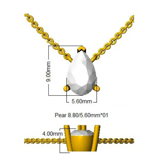 9ct Yellow Gold Pear Lab Grown Diamond Necklace 2