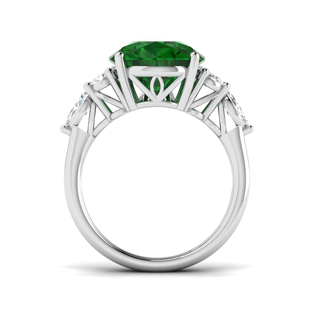 Platinum Marquise and Pear Emerald and Diamond Ring 2
