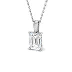 9ct White Gold Emerald Cut Lab Grown Diamond Pendant 1