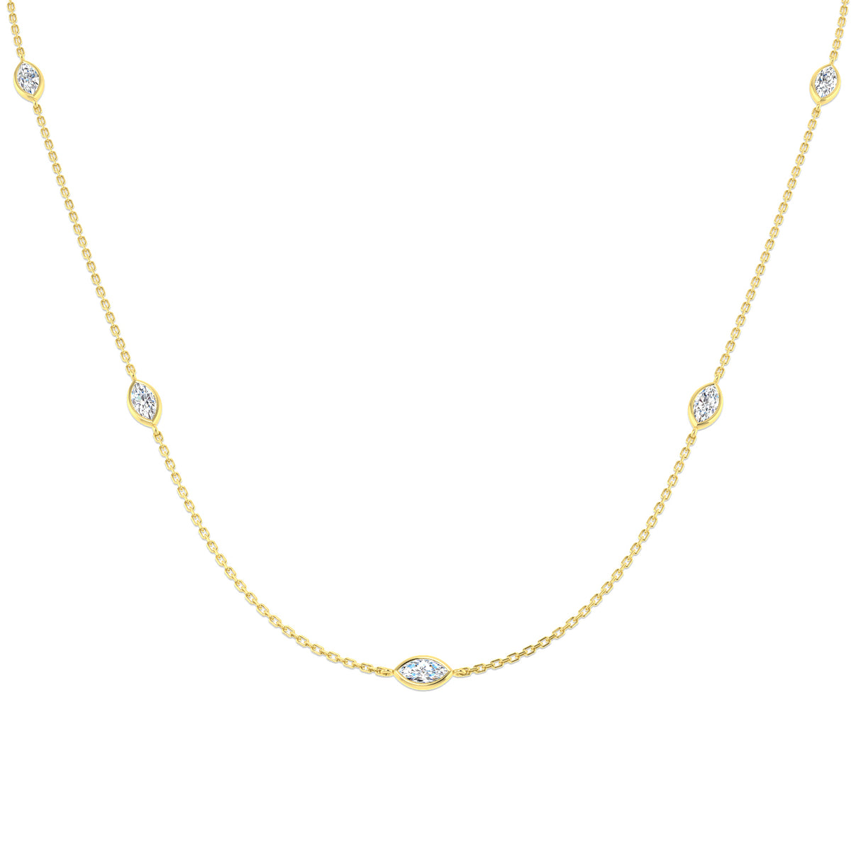 9ct Yellow Gold Marquise Lab Grown Diamond Necklace 1