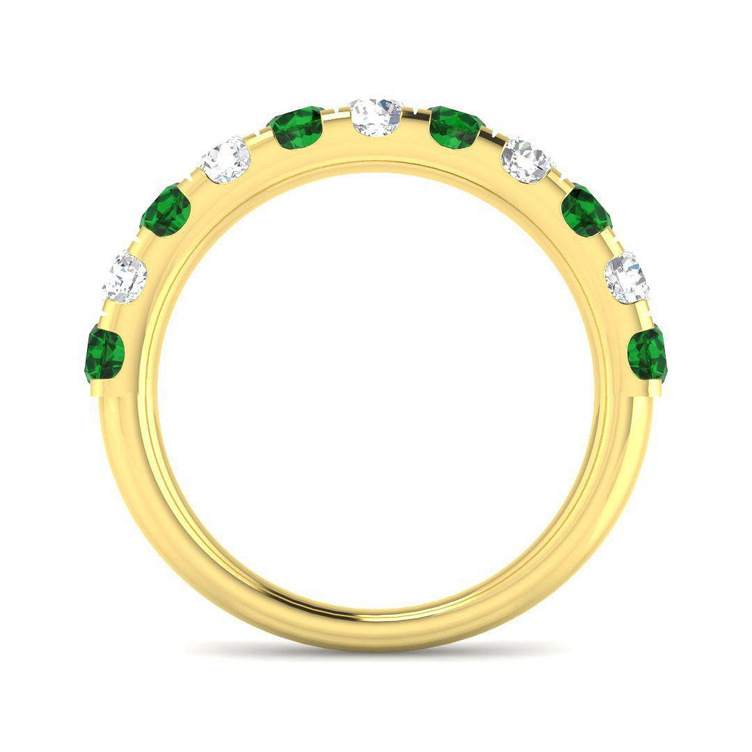 9ct Yellow Gold Round Emerald and Diamond Ring 2