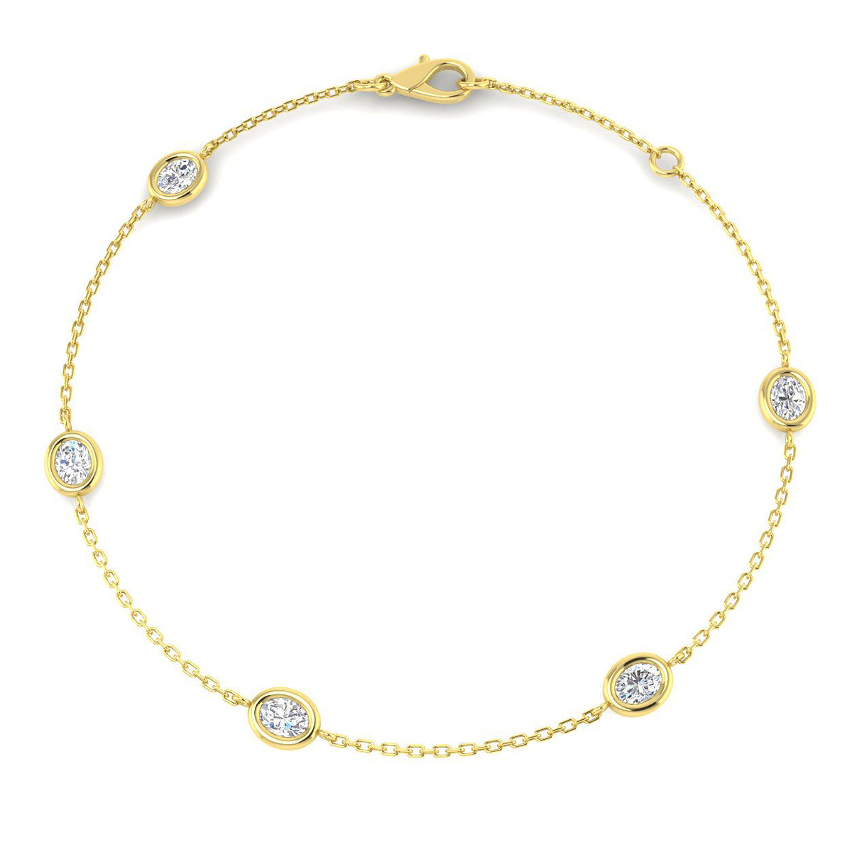 9ct Yellow Gold Oval Lab Grown Diamond Bracelet 1