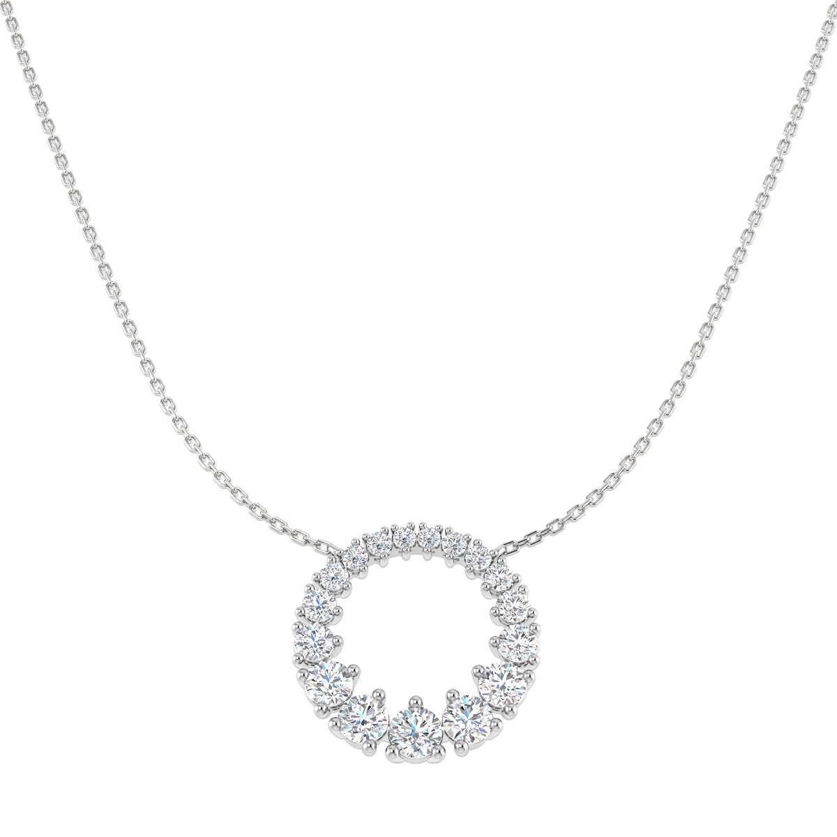 9ct White Gold Round Lab Grown Diamond Necklace 1