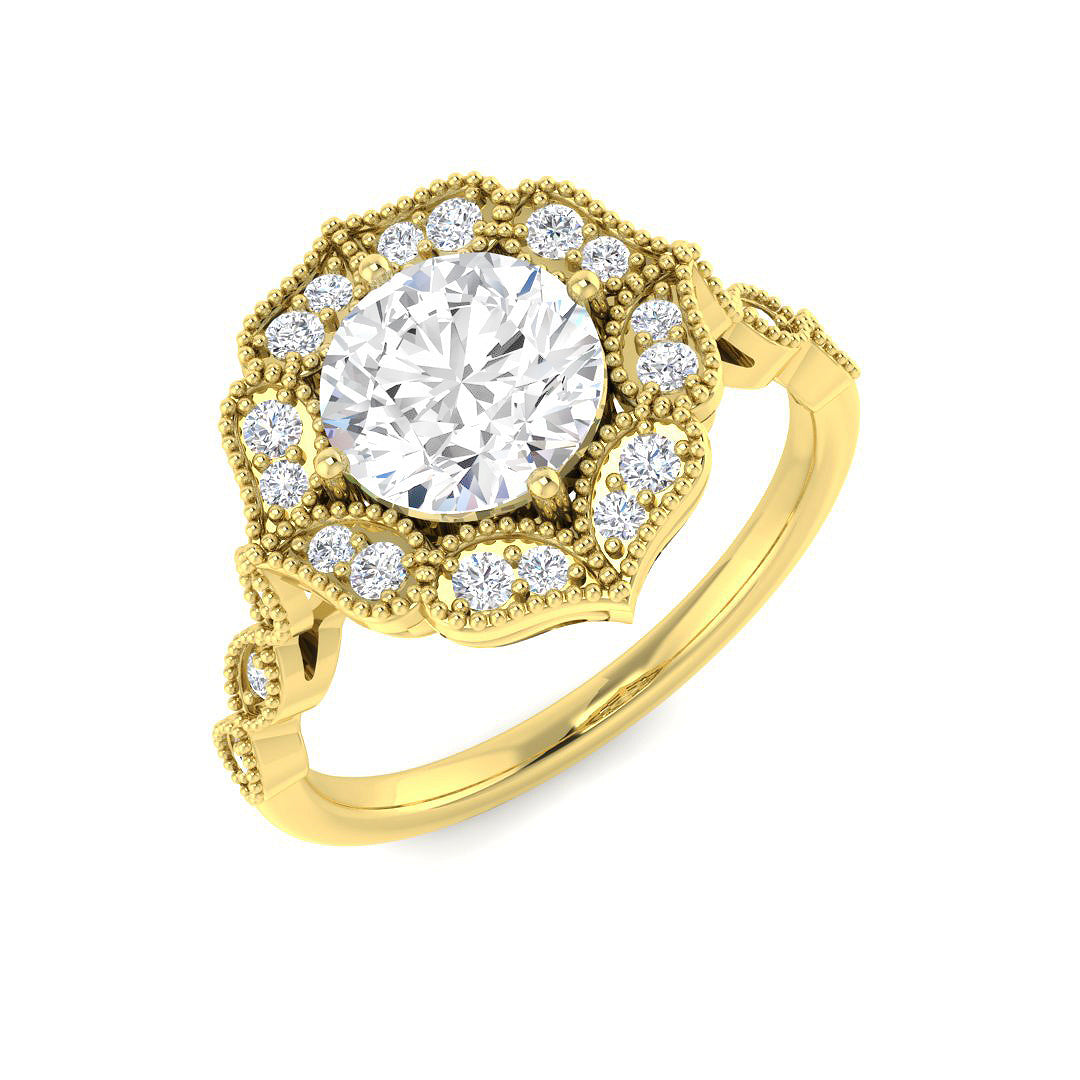 9ct Yellow Gold Round Lab Grown Diamond Ring 1