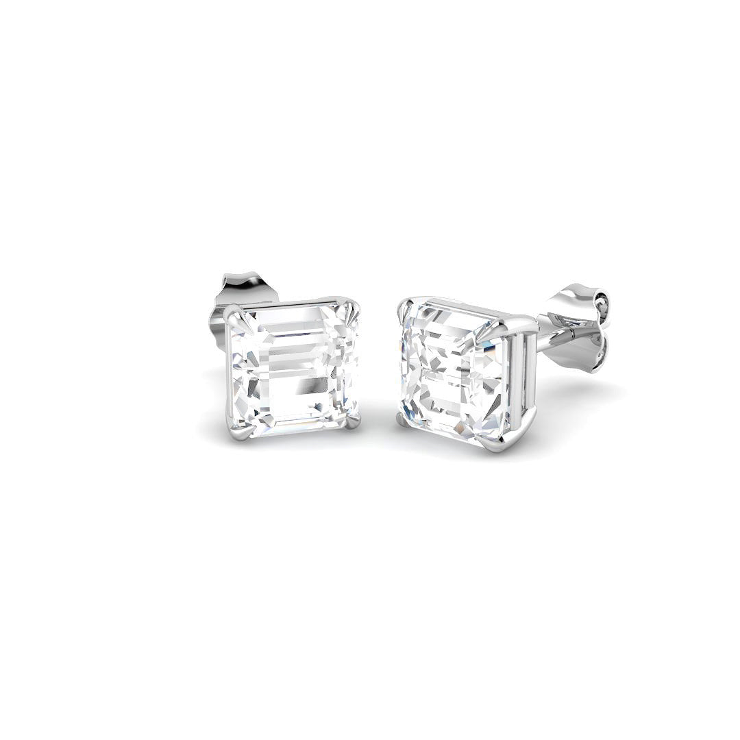9ct White Gold Asscher Cut Lab Grown Diamond Earrings 1