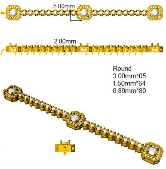9ct Yellow Gold Round Lab Grown Diamond Bracelet 2