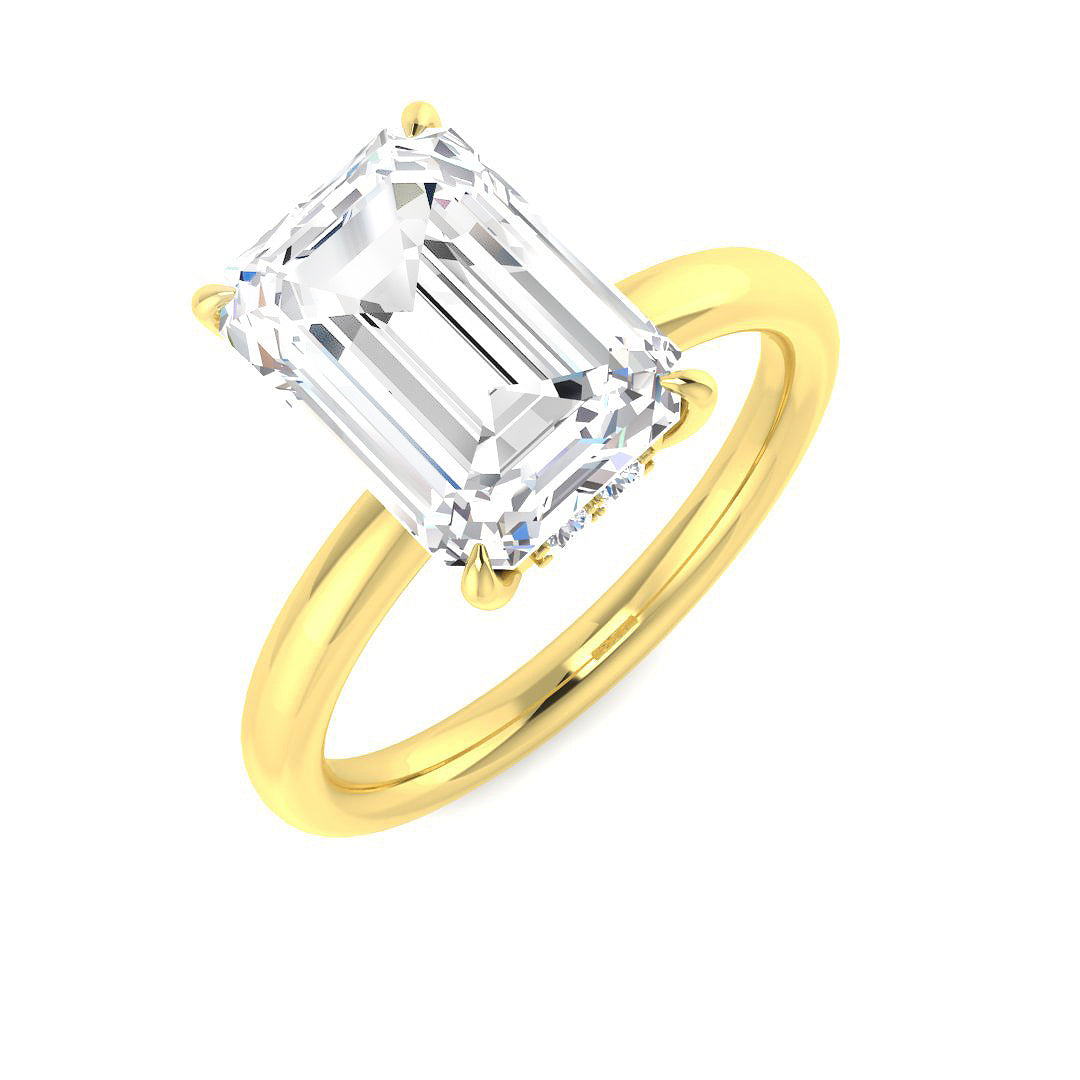 9ct Yellow Gold Emerald Cut Lab Grown Diamond Ring 1