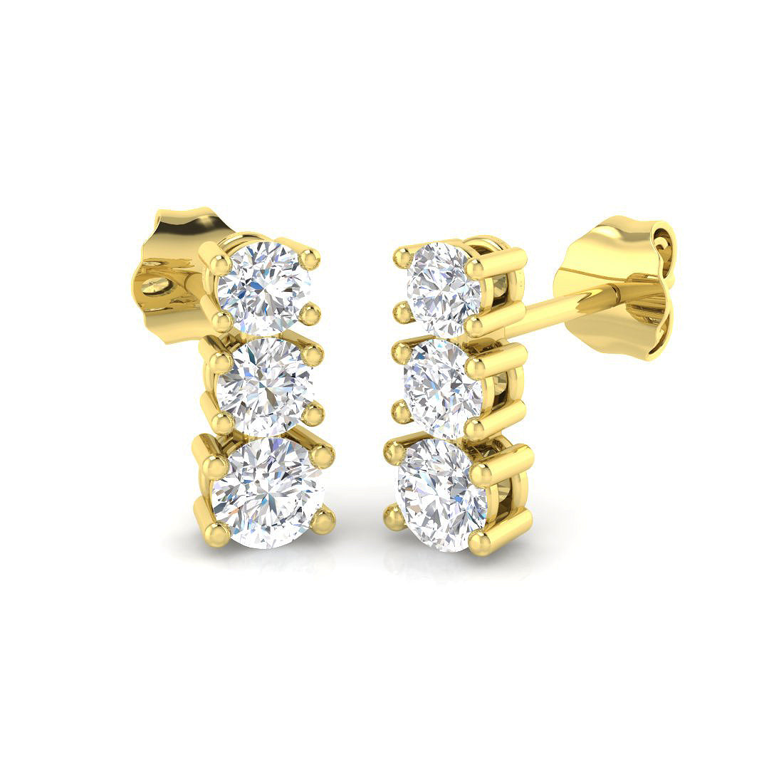 9ct Yellow Gold Round Lab Grown Diamond Earrings 1