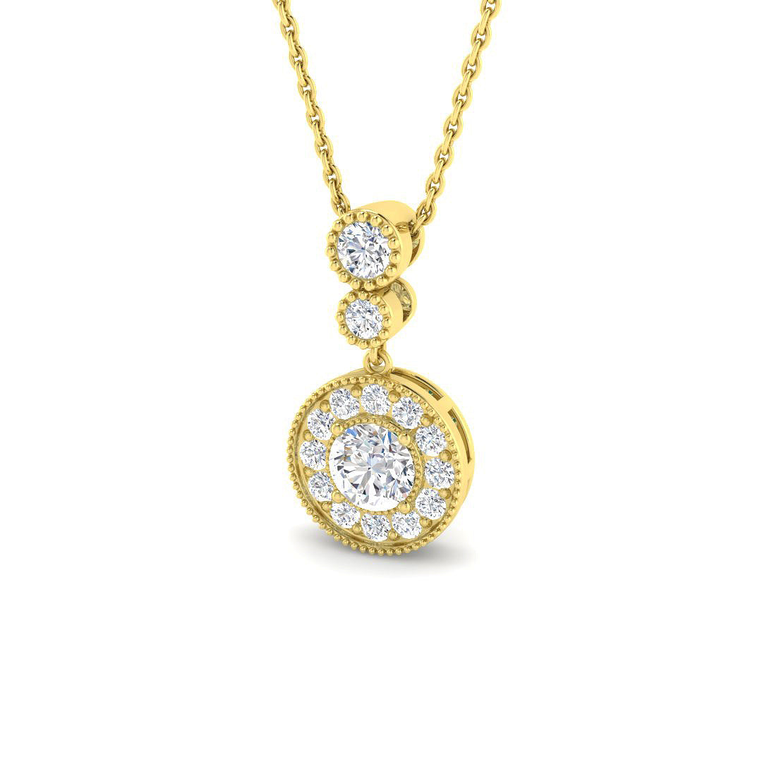 9ct Yellow Gold Round Lab Grown Diamond Pendant 1